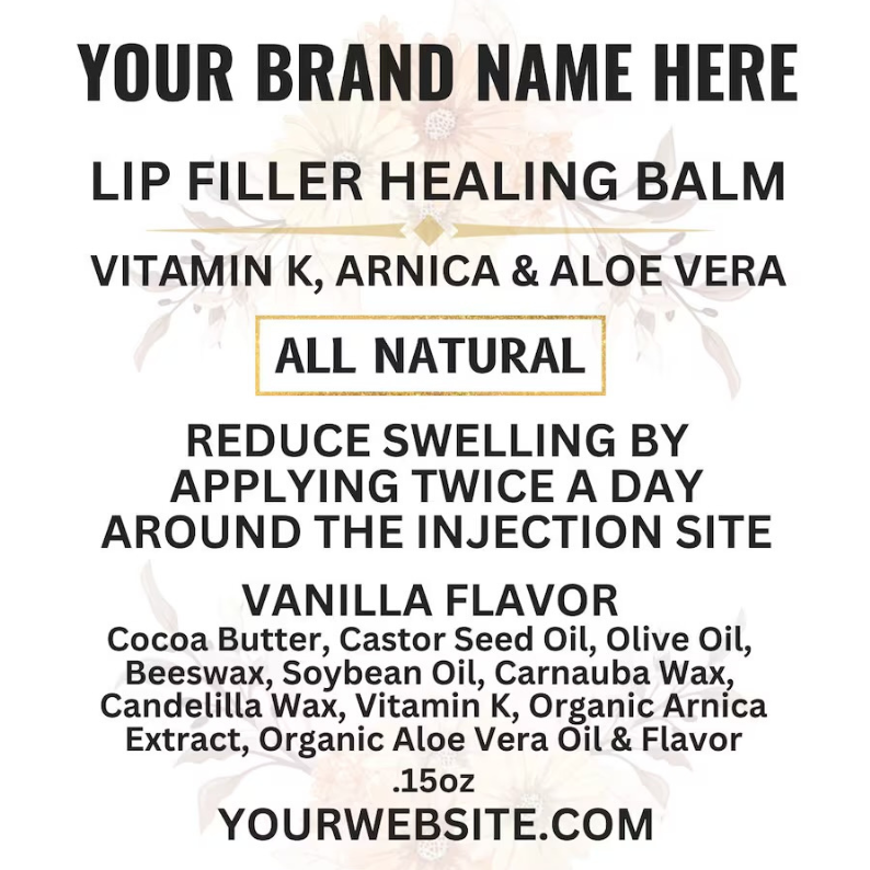 Lip Filler Healing Arnica Balms with YOUR BRAND NAME & Website for  Aestheticians- Heal, Reduce Swelling and Decrease Pain Post Treatment
